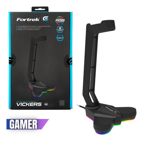 Suporte Para Fone Headset Fortrek Com Led Rgb Profissional 1