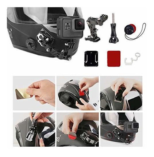 Wlpreoe 34in1 Motorcycle Helmet Chin Mount Kit for GoPro Hero 10 9 8 7 Black Silver White 6 5 4 Osmo and Other Action Camera 5