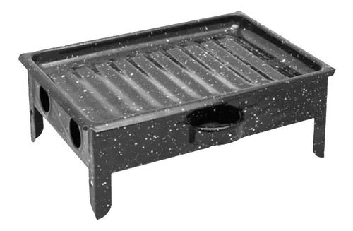 Enamelled Tabletop Grill BBQ Tray Portable Lightweight 0