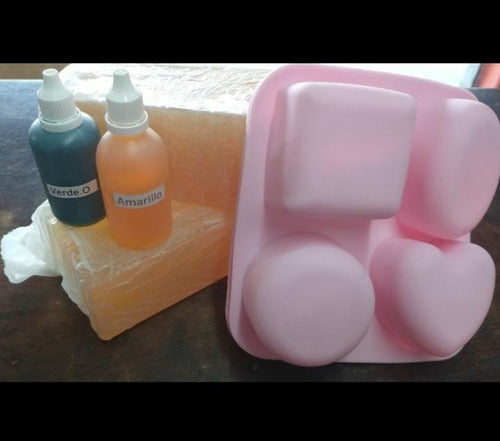 Rincon de Artes Silicone Mold + 2kg Soap + 2 x 60cc Colorants 3