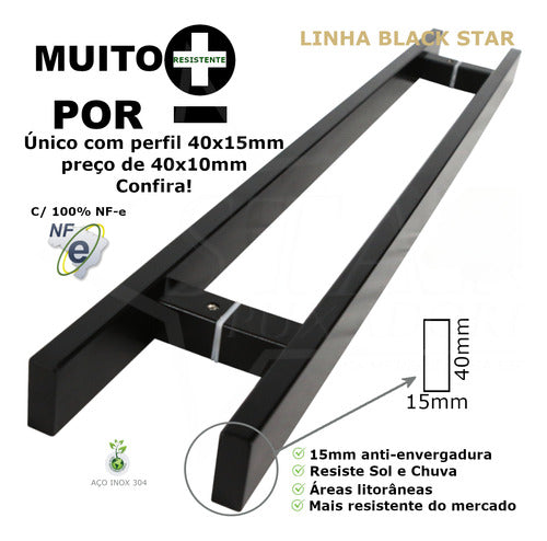 Puxador Aço Inox 304 60cm Acabamento Preto Fosco 2