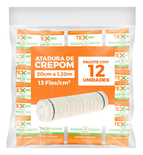 Atadura Crepom Faixa Bandagem Elástica 20cmx1.2m Kit 12 Un 0