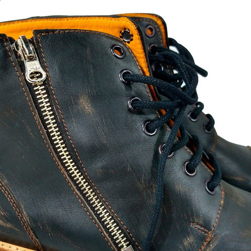 Rider Reinforced Leather Combat Boots with Febo Sole 7