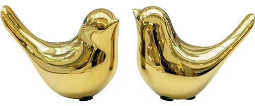 Gulu Gold Bird 2pcs - Small Animal Statues for Home Decoration 0