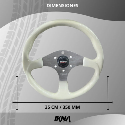 Warvol Nautical Car Steering Wheel Lacquered White 350mm 1