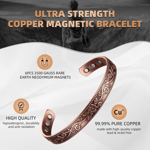 Magenergy 2 Magnetic Copper Bracelets for Arthritis with Magnets 2