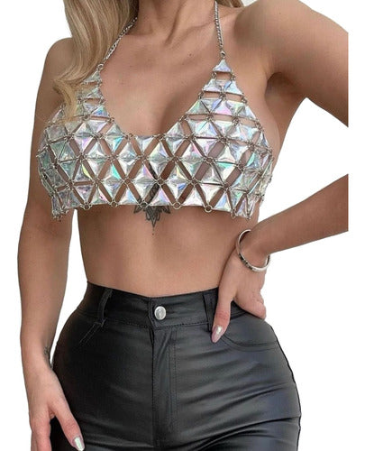 Macedonia.oficial Crop Top Importado De Acrilico Escote En V 0