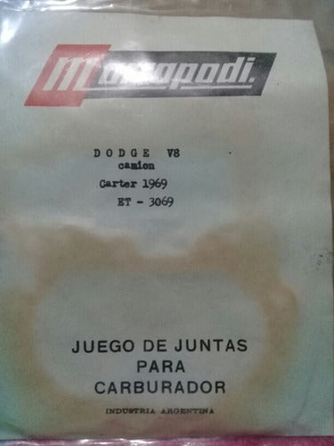 Marrapodi Junta Carburador Carter 1969 Camión Dodge V8 ET - 3069 0