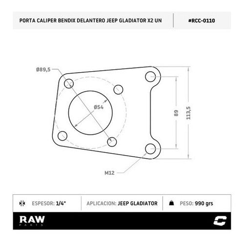 Raw Parts Porta Calipers Jeep Gladiator Delanteros Bendix 1