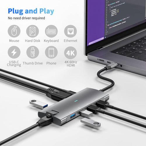 EISHAB USB C 3.2 Docking Station, 10 Gbps USB-C Gen 2, 8 in 1 1