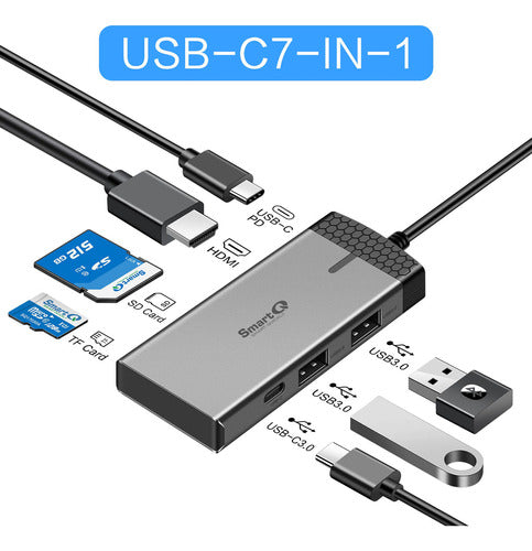 Smartq Hub Usb C H352, Hub Usb-c (7 En 1) Con Hdmi 4k, Entre 1