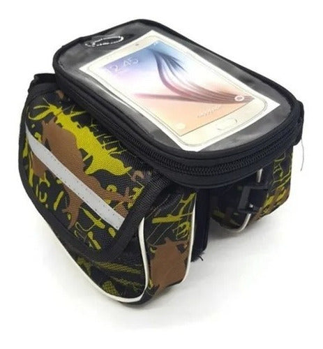 Generic Bicycle Front Pannier Cell Phone Bag Double Pocket Print 0