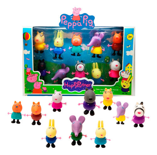 Pig Cerdita Set Juguetes Muñecos Amigos 10 Personajes 0