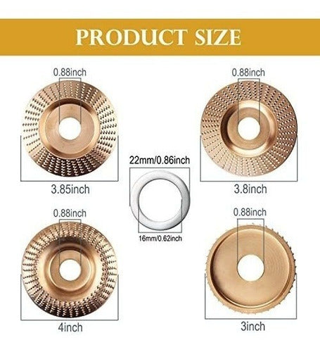 4 Discos De Amoladora Para Tallado De Madera - Eje 5/8 1
