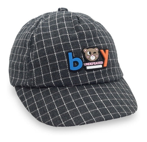 Baby Beanie Hat with Visor Checkered Design 0
