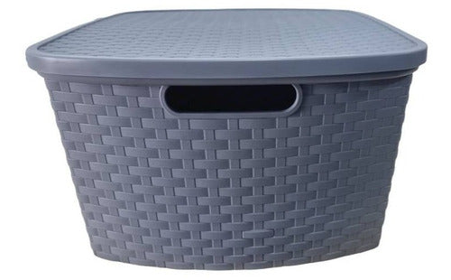 Plastic Rattan-Like Storage Basket with Lid 9