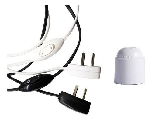 15-Pack Black White Lamp Cable Set with E27 Socket 3