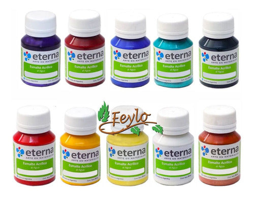 Eterna Acrylic Enamel X 10 Assorted Traditional Colors 0