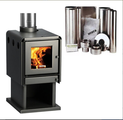 Calefactor A Leña Bosca 380 + Kit Chimenea Nuevo En Caja 2