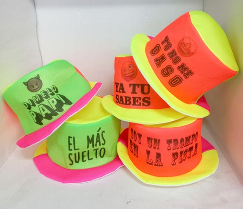 10 Fluorescent Galeras with Phrase, Fluorescent Hats 3