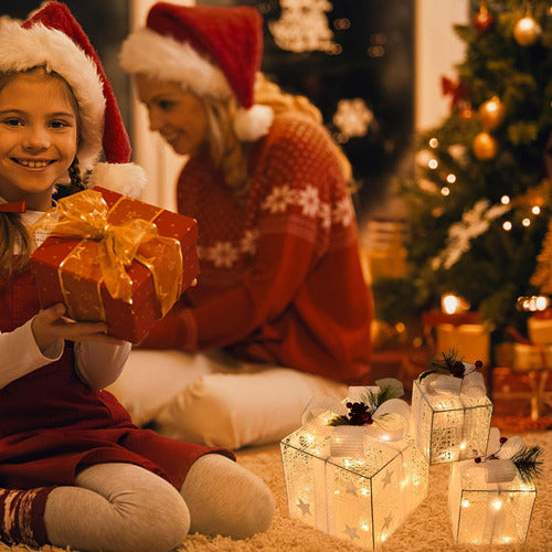 Adornos Decorativos Navideñas Cajas Blancas Iluminadas 6