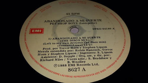 Pet Shop Boys Abandonado A Mi Suerte Vinilo Maxi Argentina 1