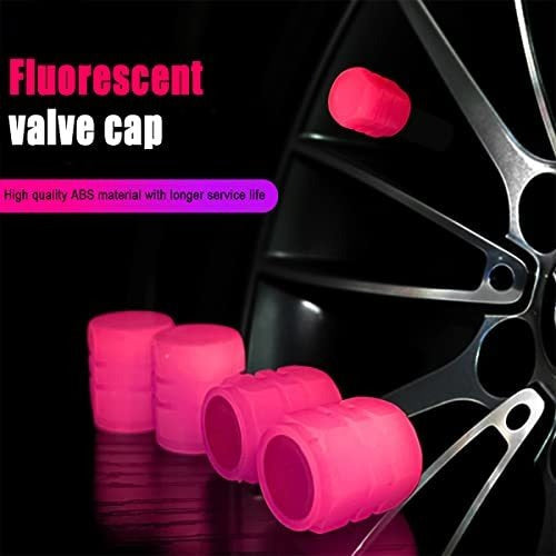 Tapones Para Valvula De Neumatico Auto Bici Iluminadas  Rosa 2