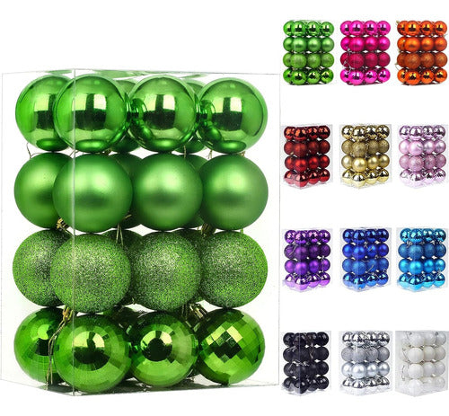 Emopeak 24pcs Christmas Balls Ornaments for Xmas Christmas Tree - Grass Green 1.6/4.2cm 0