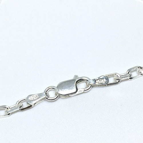 Men's Unisex Square Forcet Link Bracelet 20cm 925 Silver 3
