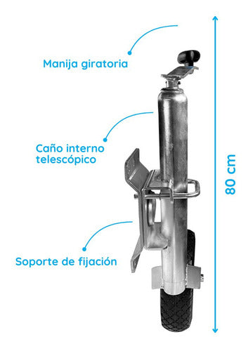 Rueda Timonera Chapa Goma Trailer Rebatible Y Regulable Roan 1