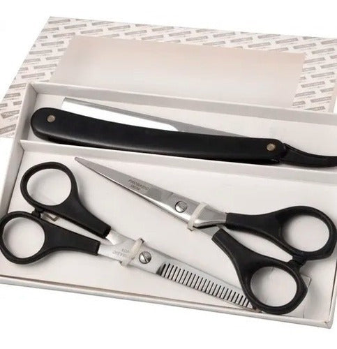 ProBasic Hairdressing Scissors Set - Cutting + Polishing + Razor 1