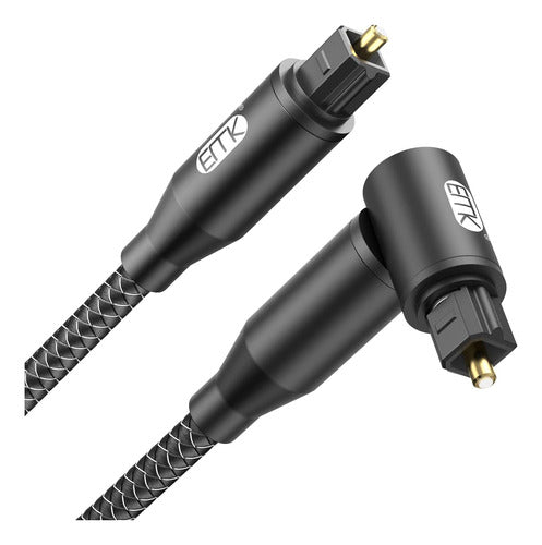 Emk Cable De Audio Óptico De 90 Grados Cable Óptico Trenzado 0