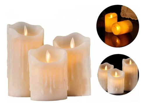Set of 3 LED Flame Effect Warm Light Candles with Movement Battery Operated 4