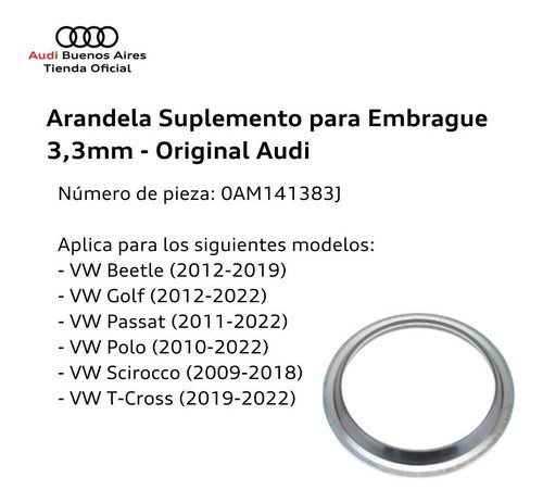 Arandela Suplemento Para Embrague 3,3 Mm Audi A1 2012 Al 2