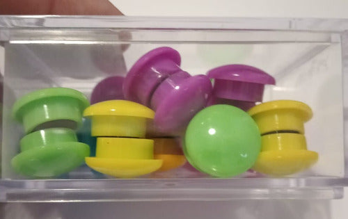 Assorted Round Magnetic Push Pins x 26 + Acrylic Box 2