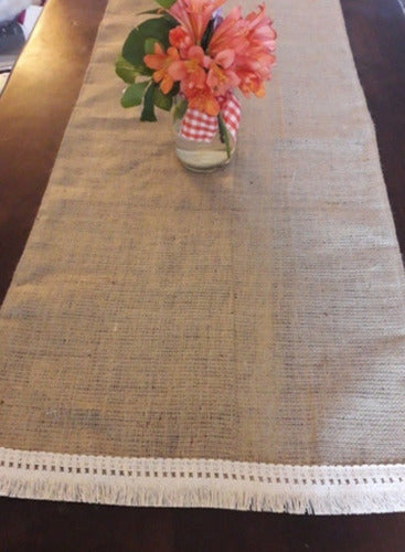 Luz y Color Table Runner Burlap with Cotton Fringe 1 Meter x 0.40 cm 3