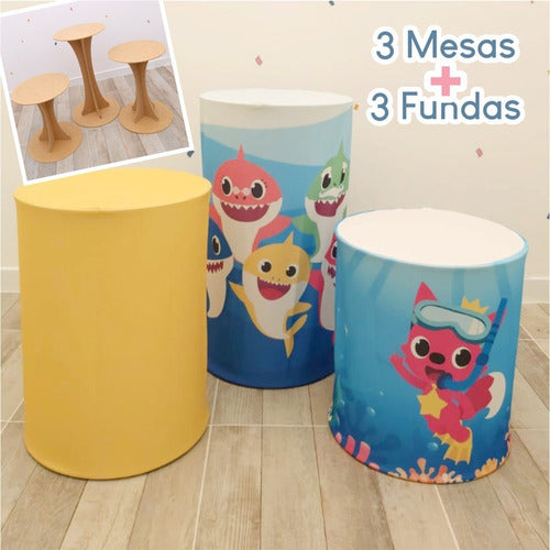 Fantasias en papel Kit De 3 Mesas Cilindricas Desmontables C/fundas 1