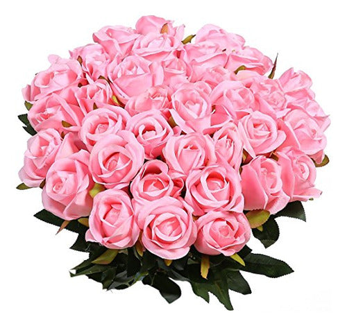 Veryhome Artificial Flowers Silk Roses Pink 50.8cm 0
