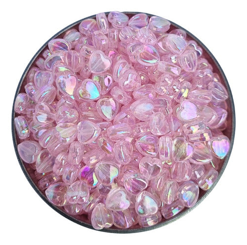 50 Translucent Iridescent Heart-Shaped Beads - Bijou 8
