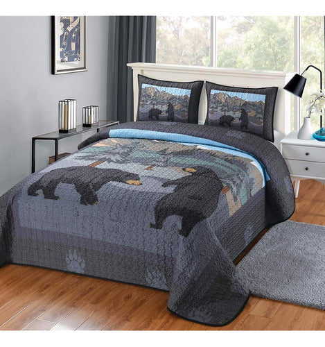 LL Home What Up Bears Woodland Black Bear Friends Quilt Bedding Set 0