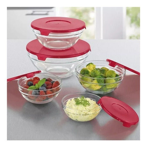 Mandarin Set of 5 Stackable Airtight Glass Bowls with Lids 4