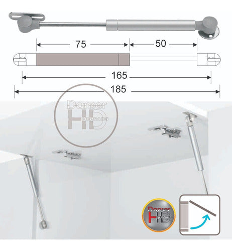 Piston A Gas 80n Corto Para Puerta Elevable De Alacena 2