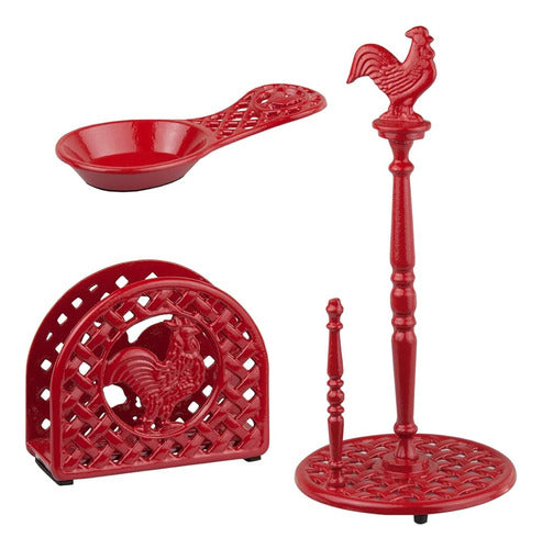 Home Basics Red Cast Iron Kitchen Utensil Set (3 Piece) 0