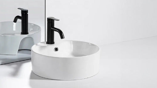 Premium Round Sink with 1 Hole Support Basin Minimalist Porcelain 1