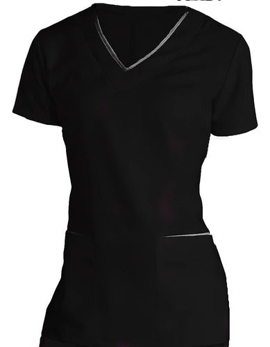 Fitted Medical Jacket with V-Neck and Spandex Trims 1