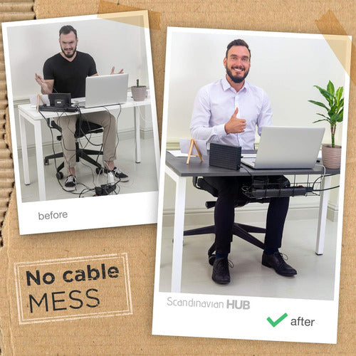 Organizador De Cables Bajo Escritorio Pack X 2 Piezas Negro 1