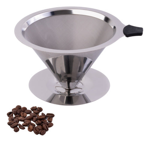 Coador Filtro De Café Inox Reutilizável Com Base Grande 104 0