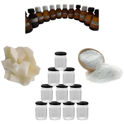 Soy Candle Supplies - 2 Kg De Cera De Soja+200 Grs De Endurecedor+10 Frascos+Esencia 2