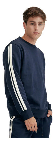 Equus Lodano Sweatshirt, Men's Round Neck, Striped, Navy 0