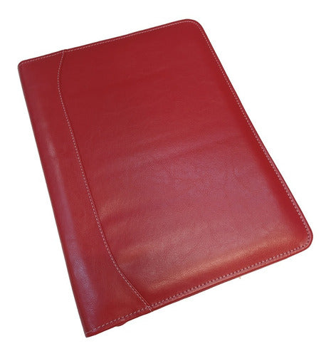 Vêneto Red Faux Leather Zipper Portfolio for A4 674 Gm 0